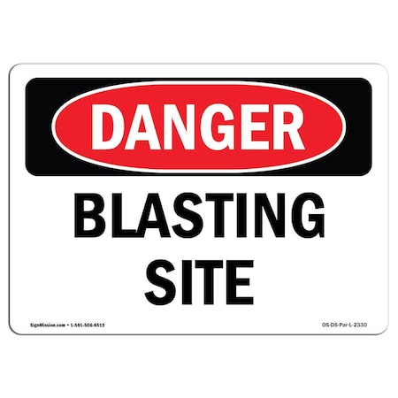 OSHA Danger Sign, Blasting Site, 5in X 3.5in Decal, 10PK